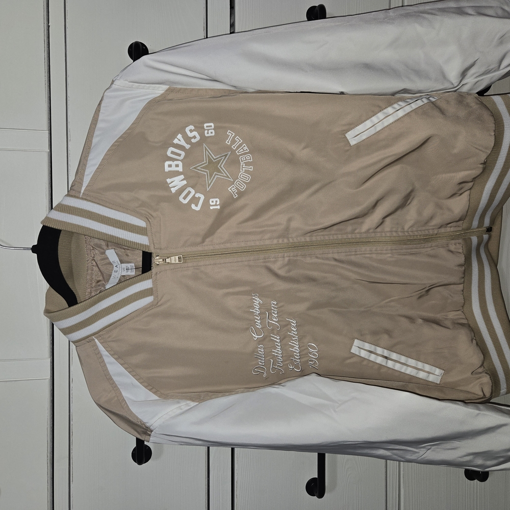 NFL Tan and White Varsity Bomber Jacket